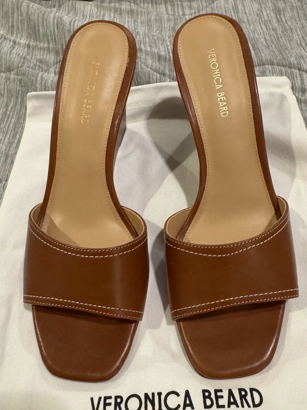 Veronica Beard Brown Ellen Wedge Sandal – Square Toe, Slip-On - Size 8